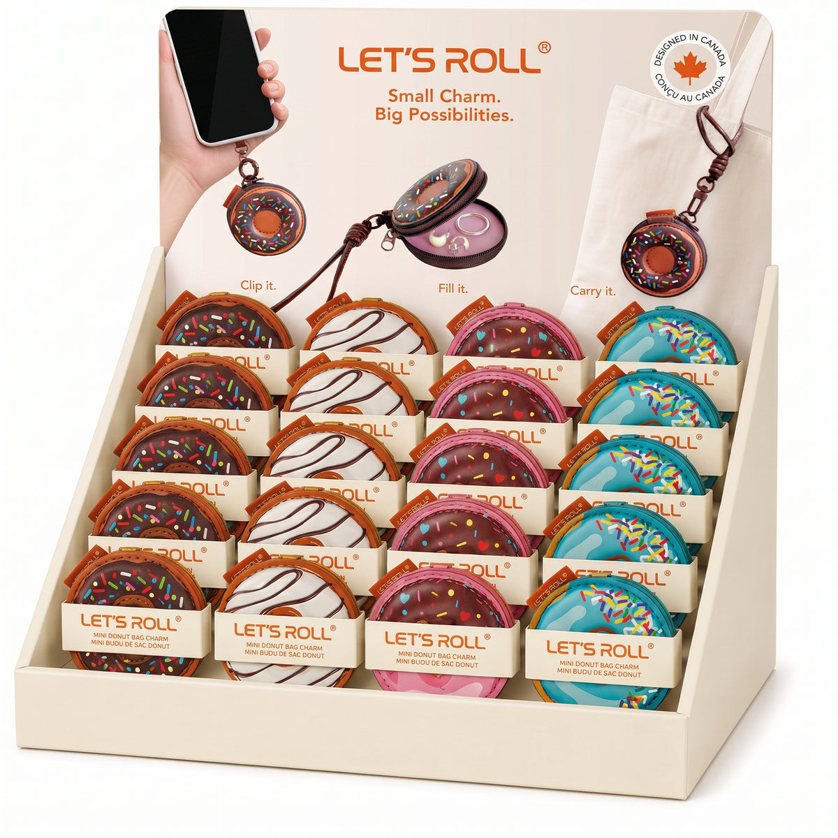 Mini Donut Bag Charm Display (20pcs)